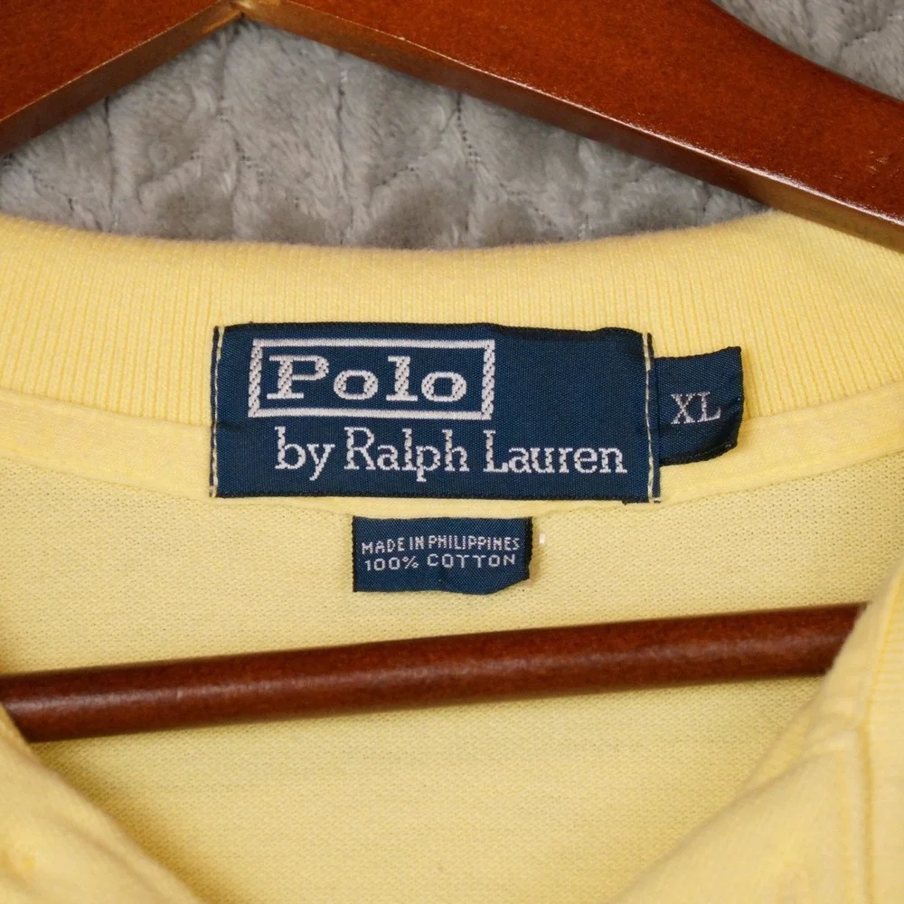 Polo Ralph Lauren Polo Shirt Mens XL Yellow Pique Cotton Classic